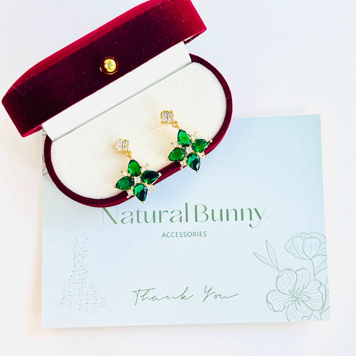 Elf Four-leaf Clover Floral Earrings