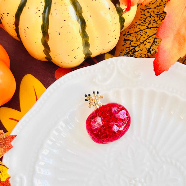 Enamel Red Pomegranate Brooch