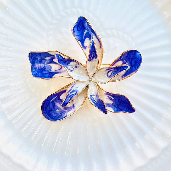 Enamel Violet Flower Brooch