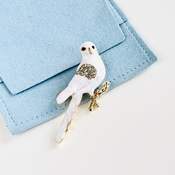 Enamel White Dove Brooch - Natural Bunny Accessories