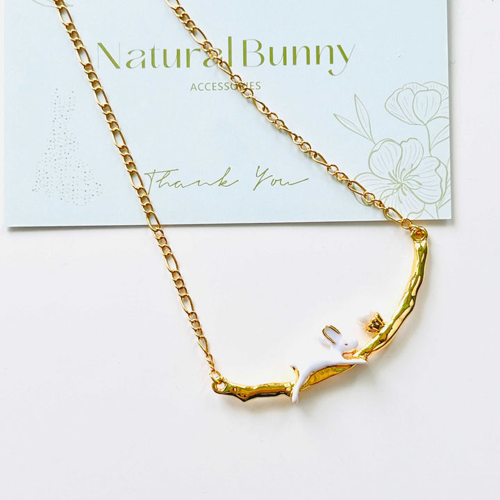 Enamel White Rabbit Pearl Necklace