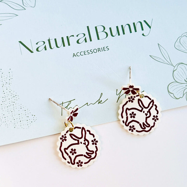 Flower Rabbit Drop Earrings / Clip-on Earrings