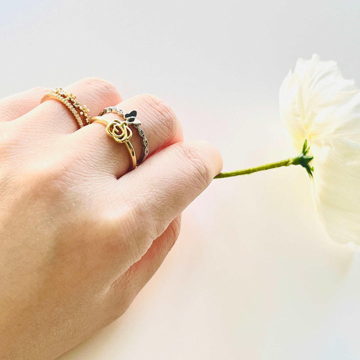 Double Layered Flower Open Ring