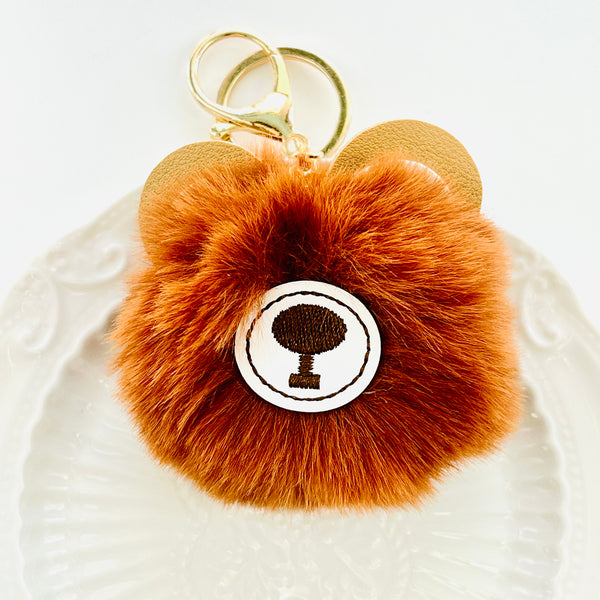 Fluffy Bear Pompom Keychain