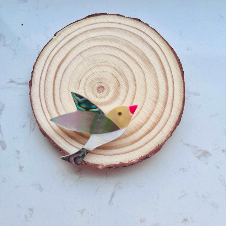 Flying Bird Shell Brooch