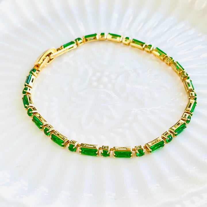 Forest Green Tennis Chain Bracelet