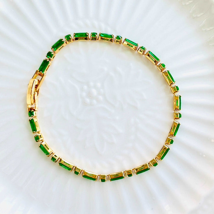 Forest Green Tennis Chain Bracelet