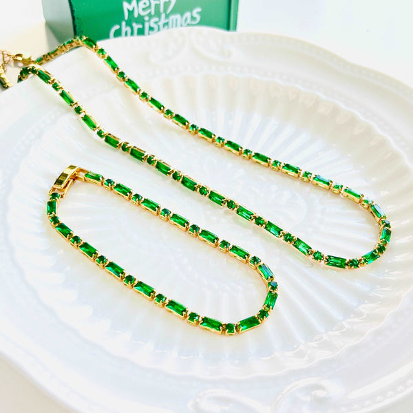 Forest Green Tennis Chain Necklace