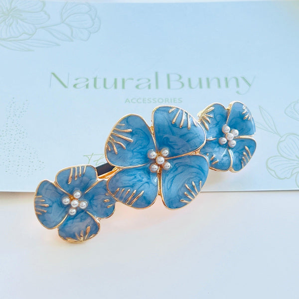 Forget Me Not Flower Hair Barrette - Natural Bunny Accessories