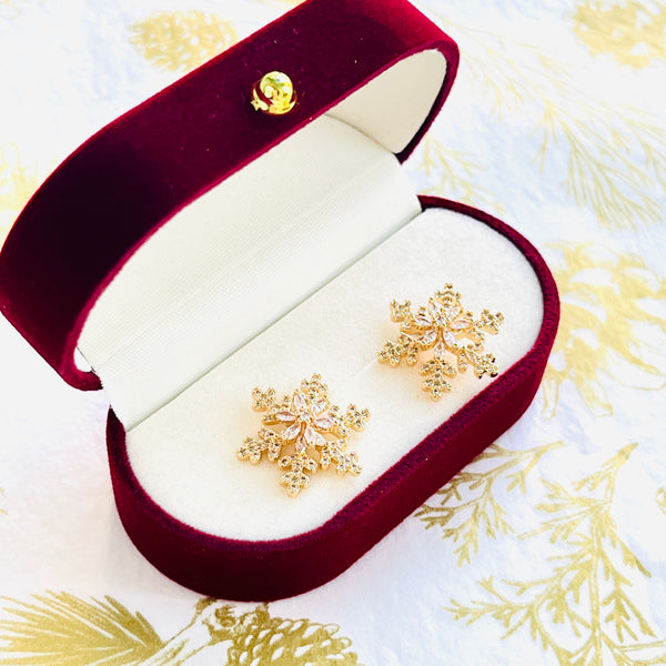 Golden Snowflake Stud Earrings