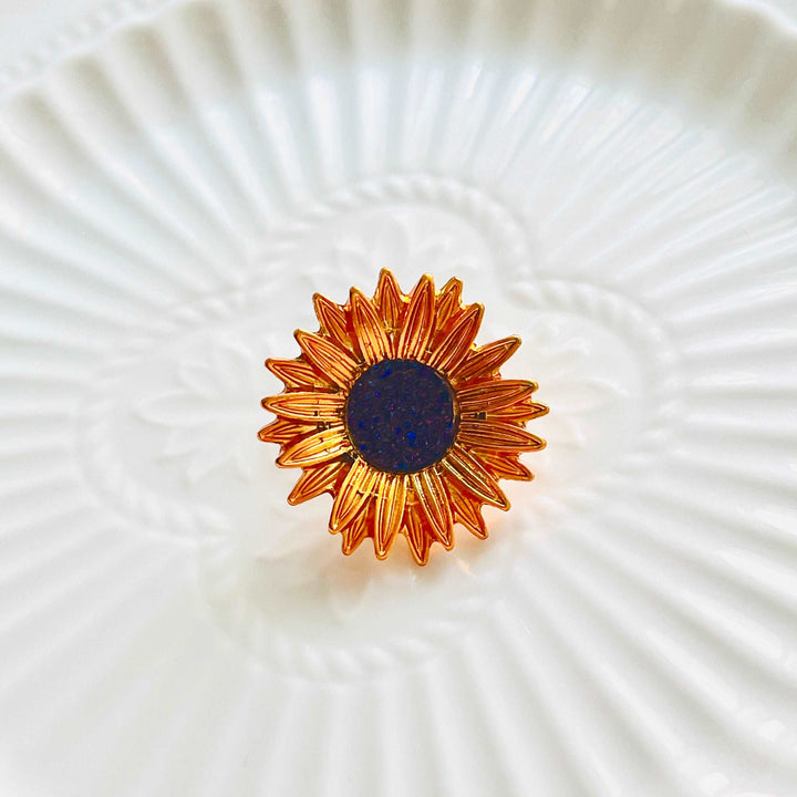 Golden Sunflower Brooch Pin