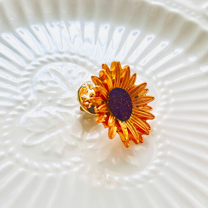 Golden Sunflower Brooch Pin