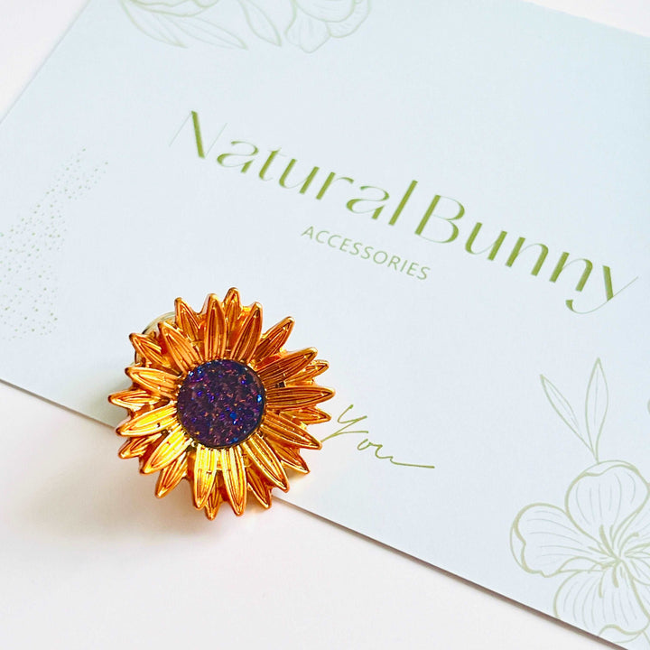 Golden Sunflower Brooch Pin