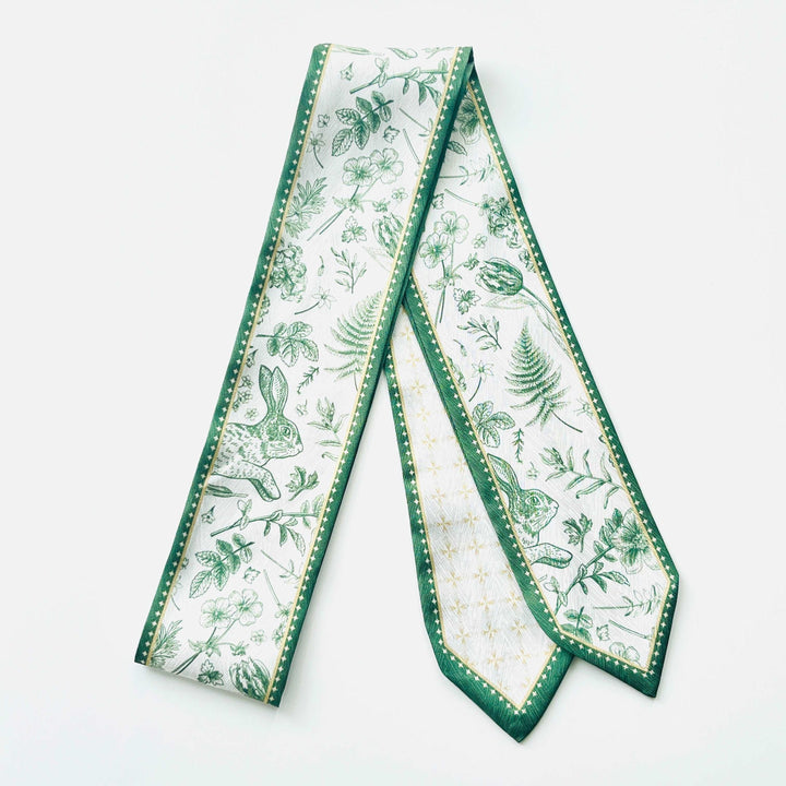 Green Rabbit Printed Skinny Scarf