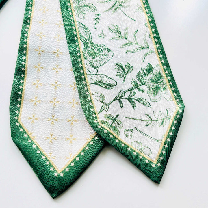 Green Rabbit Printed Skinny Scarf