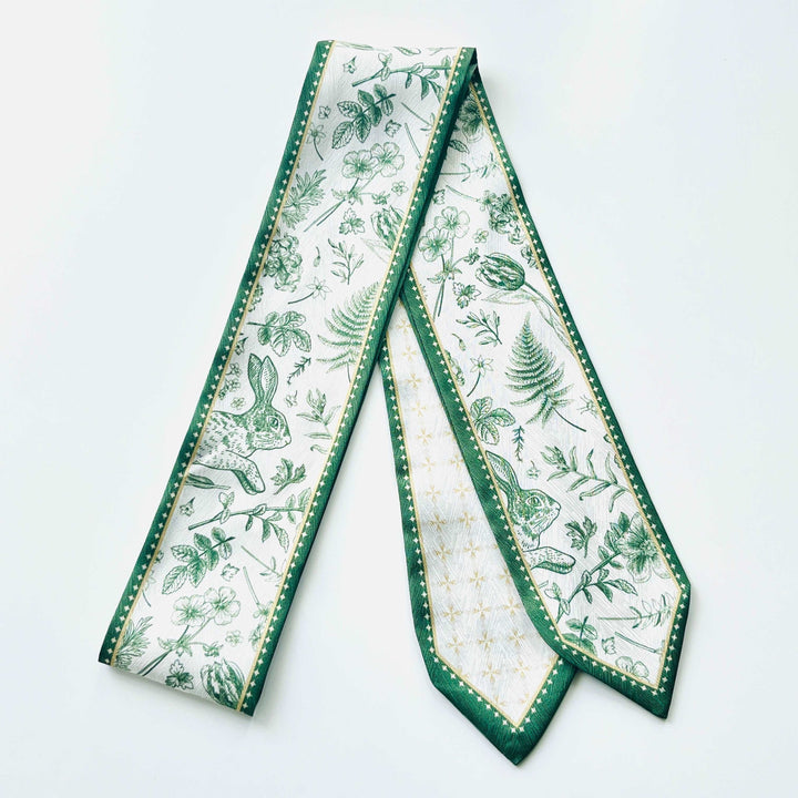 Green Rabbit Printed Skinny Scarf