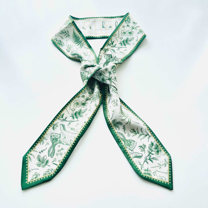 Green Rabbit Printed Skinny Scarf