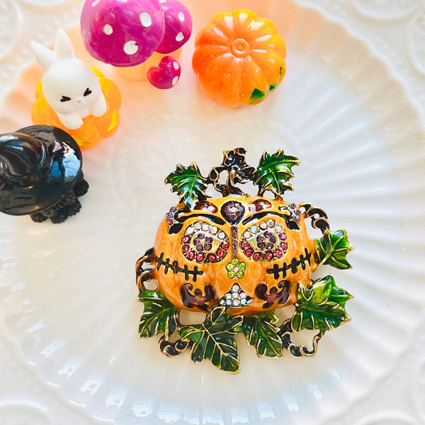 Halloween Pumpkin Face Brooch