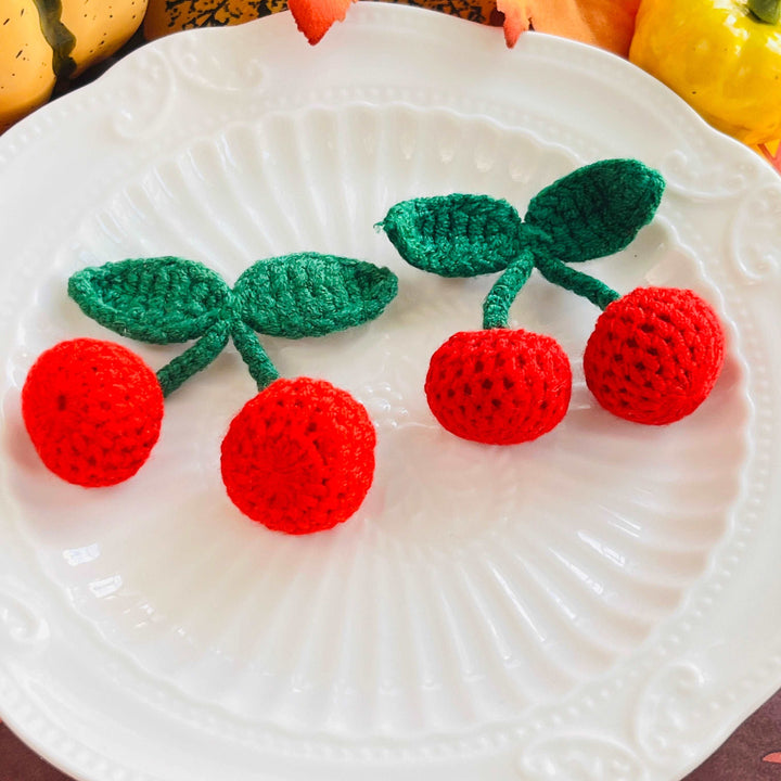 Handmade Crochet Cherry Brooch