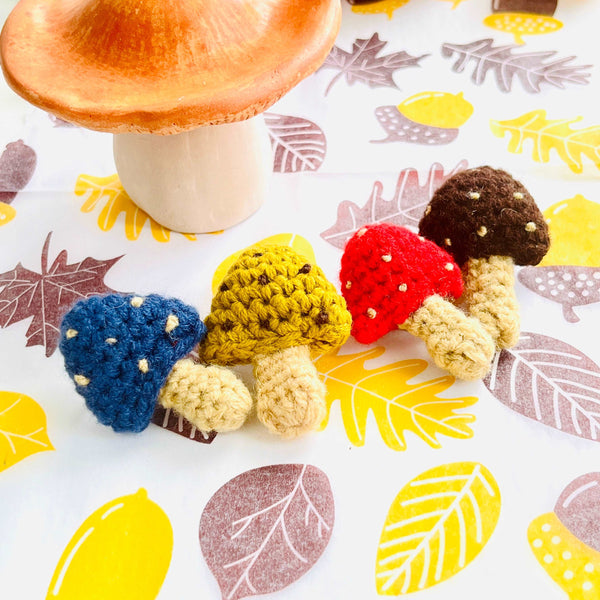 Handmade Crochet Mushroom Brooch