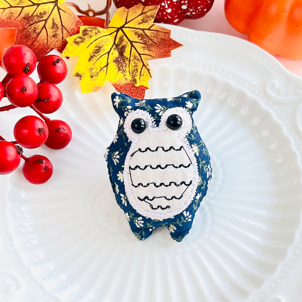 Handmade Fabric Owl Brooch Pin