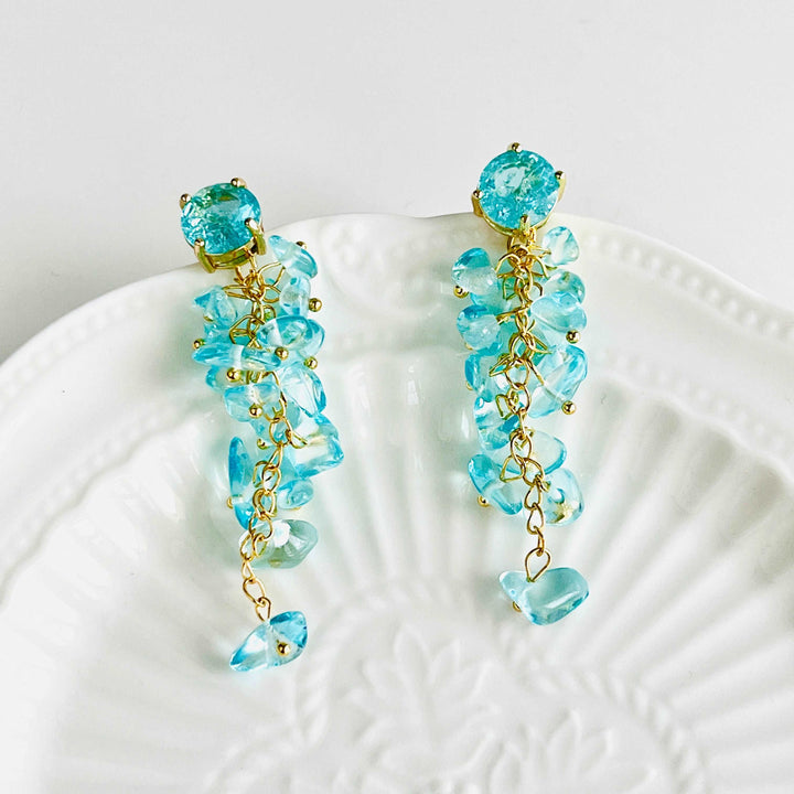 Handmade Sea Wave Tassel Earrings