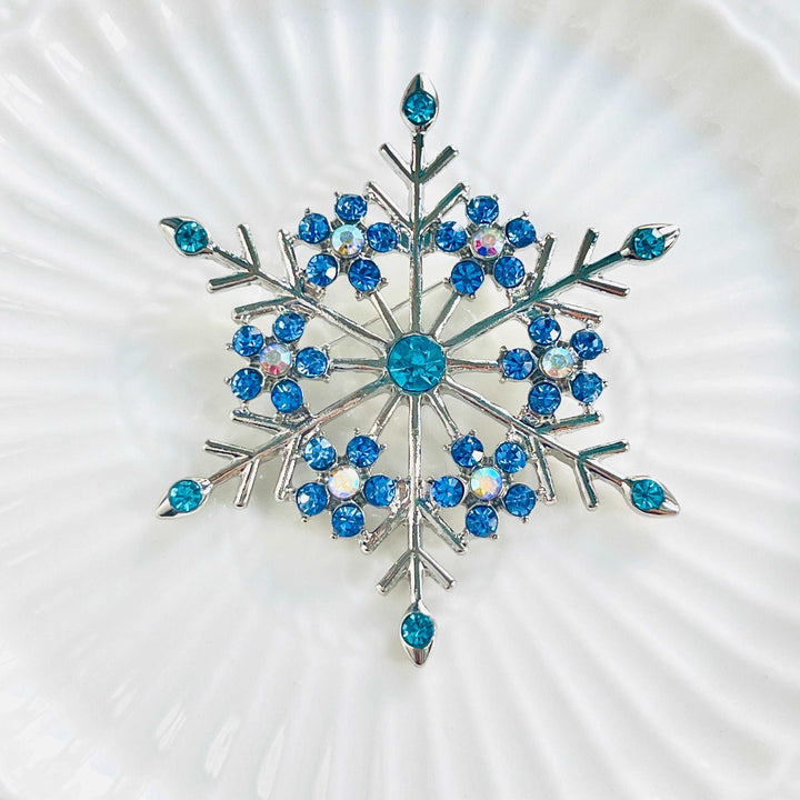 Ice Frozen Blue Snowflake Brooch