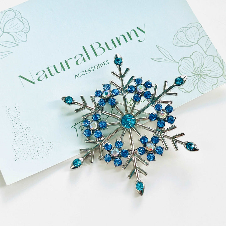 Ice Frozen Blue Snowflake Brooch