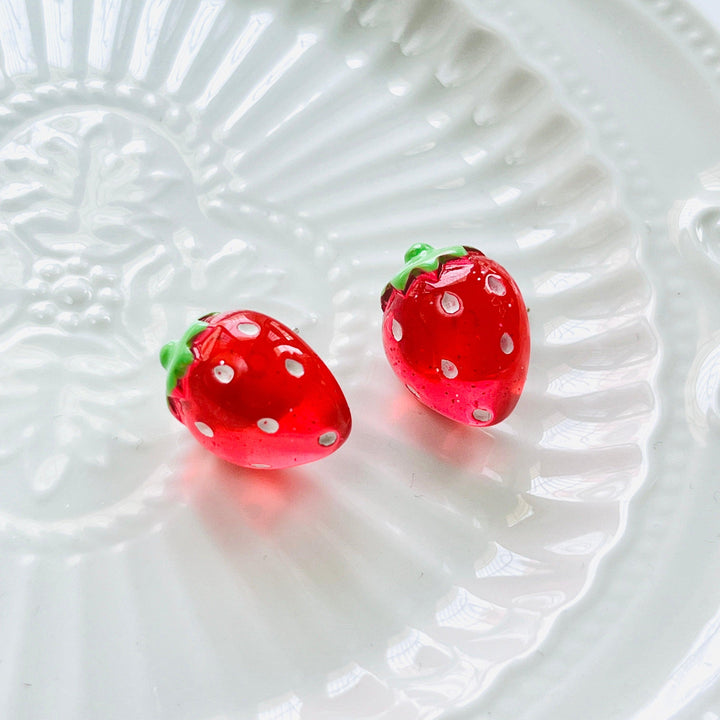 Jelly Strawberry Stud Earrings - Natural Bunny Accessories