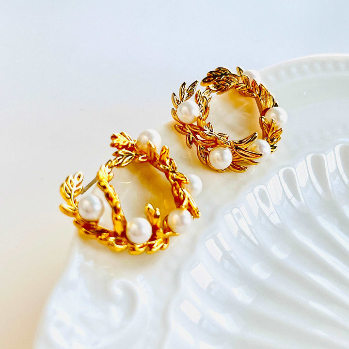 Laurel Wreath Pearl Earrings