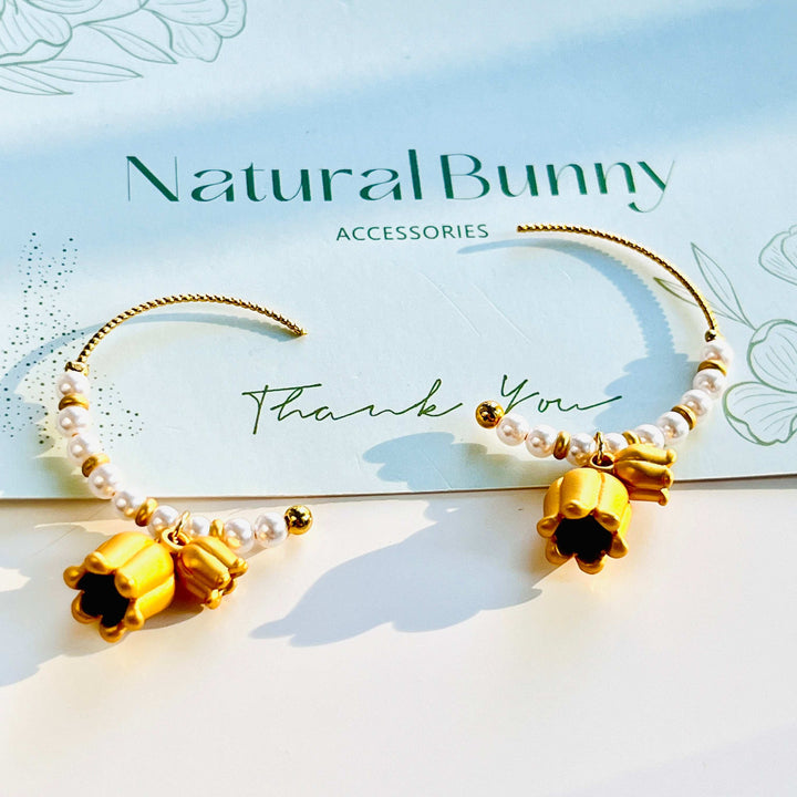 Lily Of The Valley Pearl Hoop Earrings