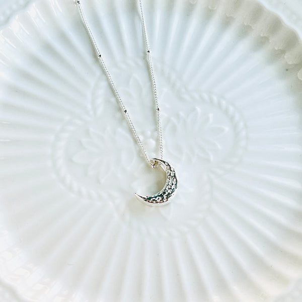 Minimalist Sterling Silver Moon Necklace