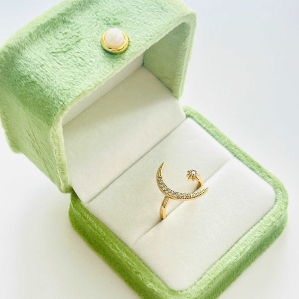 Moon and Star Open Ring