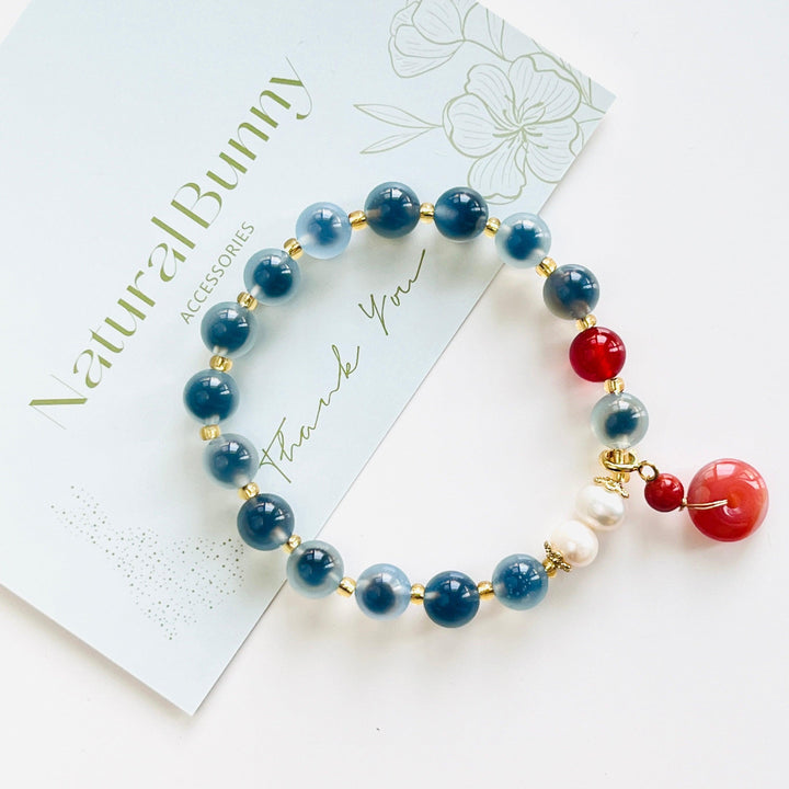 Ocean Blue Agate Bracelet - Natural Bunny Accessories