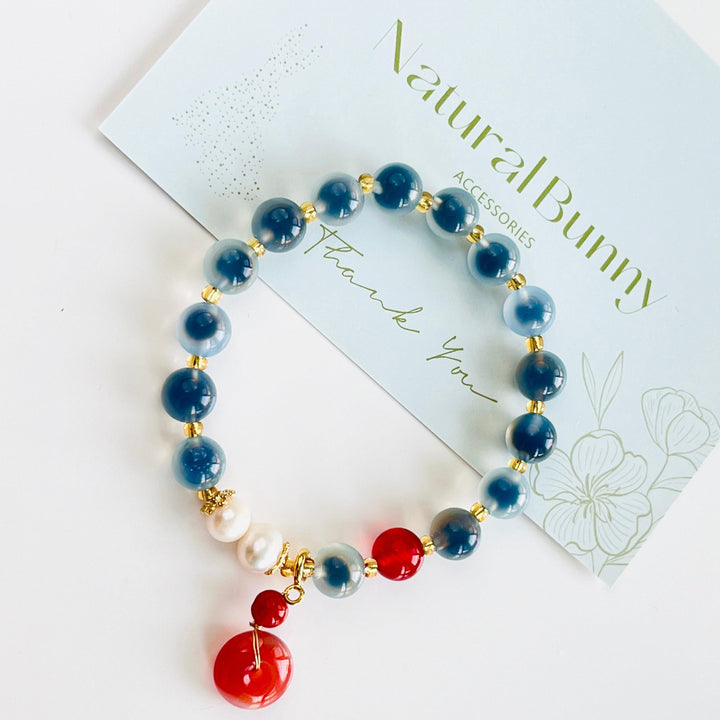 Ocean Blue Agate Bracelet - Natural Bunny Accessories