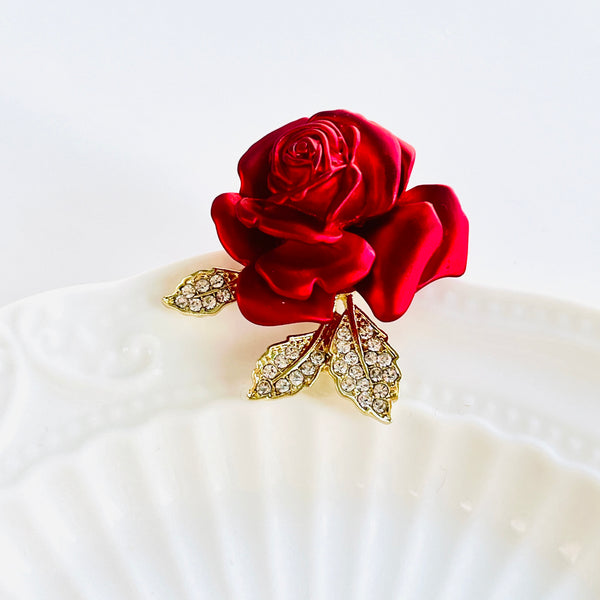 Passionate Red Rose Brooch