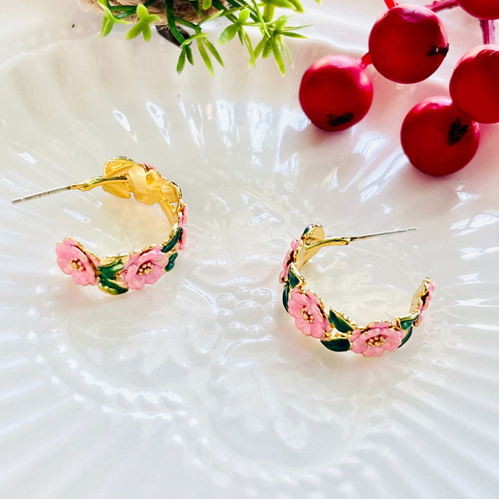 Camellia Hoop Earrings