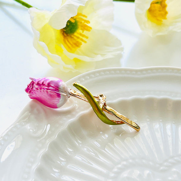 Pink Tulip Brooch - Natural Bunny Accessories