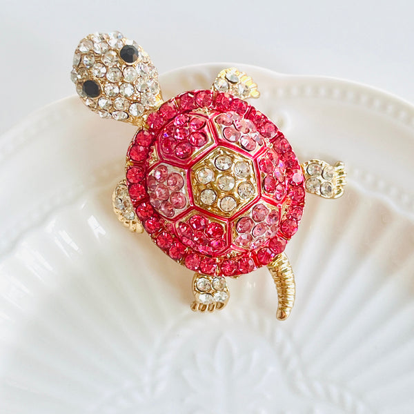 Pink Turtle Brooch