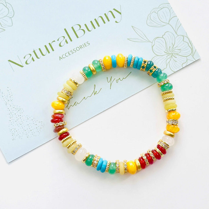 Rainbow Multi Natural Stone Beaded Bracelet