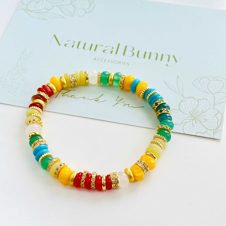 Rainbow Multi Natural Stone Beaded Bracelet