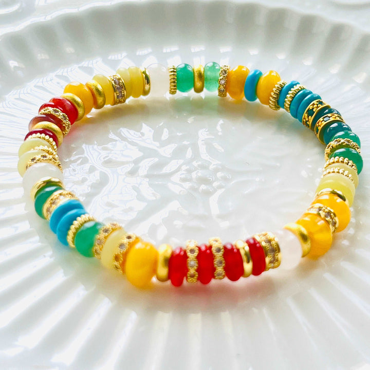 Rainbow Multi Natural Stone Beaded Bracelet