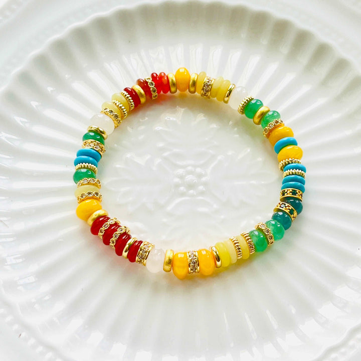 Rainbow Multi Natural Stone Beaded Bracelet