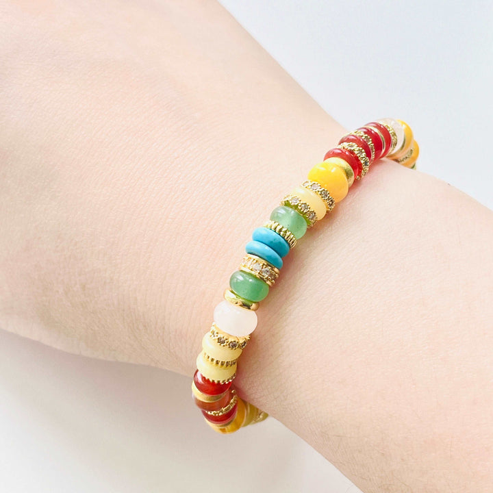 Rainbow Multi Natural Stone Beaded Bracelet