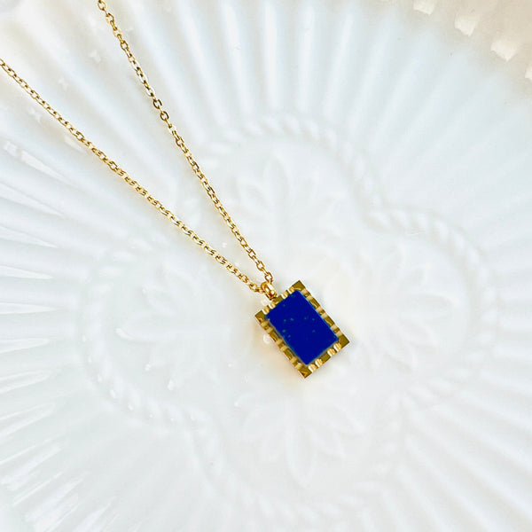 Rectangle Blue Lapis Lazuli Necklace