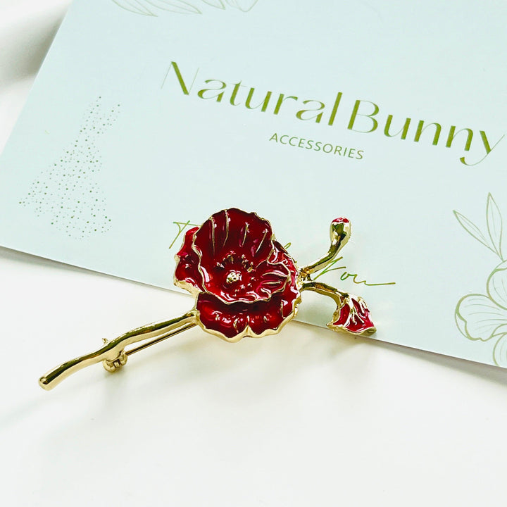 Red Poppy Brooch - Natural Bunny Accessories