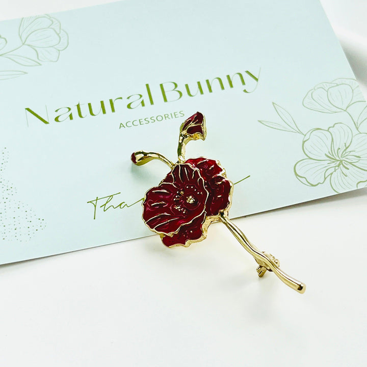 Red Poppy Brooch - Natural Bunny Accessories