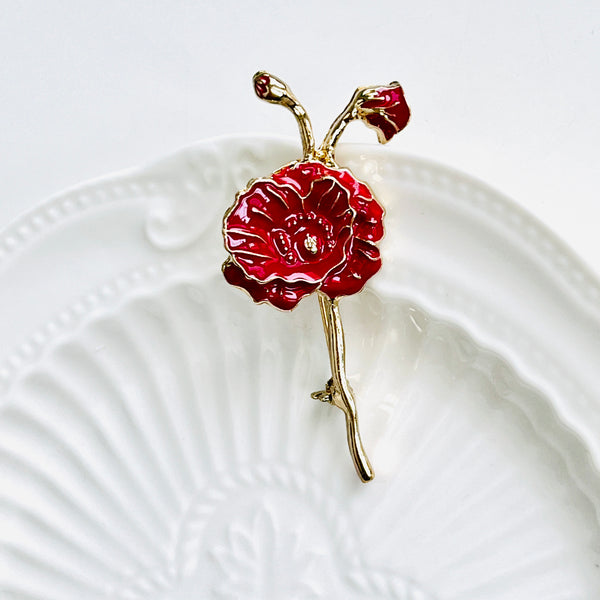 Red Poppy Brooch