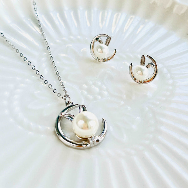 Silver Moon Rabbit Necklace