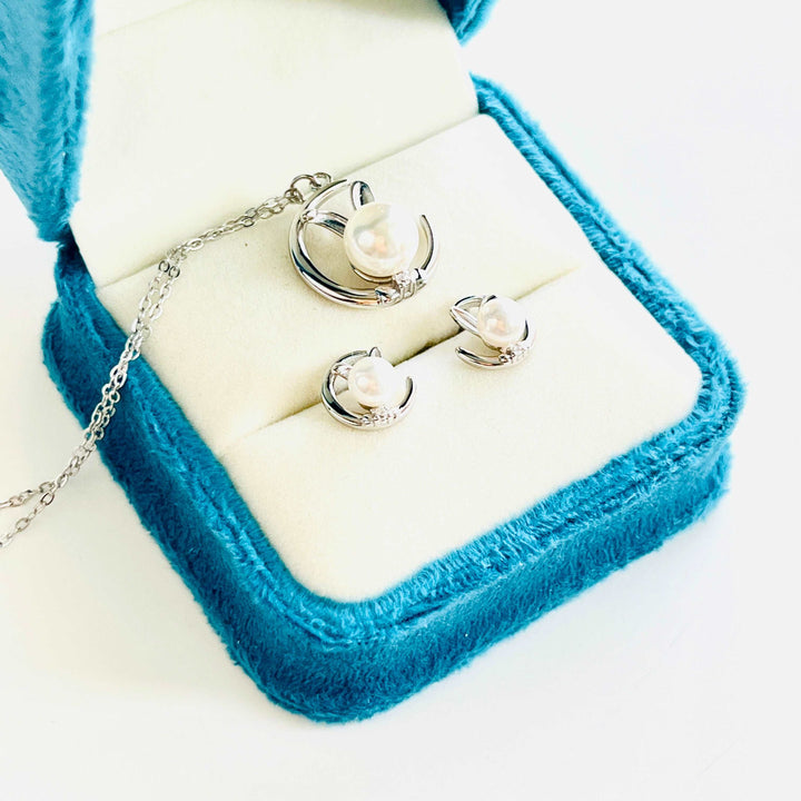 Silver Moon Rabbit Necklace